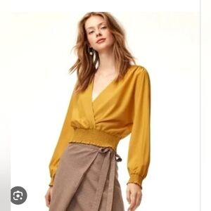 NWT Maison D'Amelie Silky Crossover Smocked Top